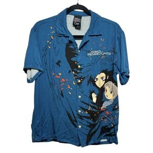 Howl’s Moving Castle Button Up Shirt Ghibli Studio Anime‎ Unisex Size XS Blue